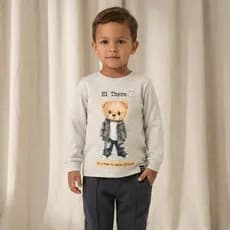 Conjunto Infantil Menino Moletom Calça Felpada Blusa em Malha Botonê 2 peças Inverno Estiloso