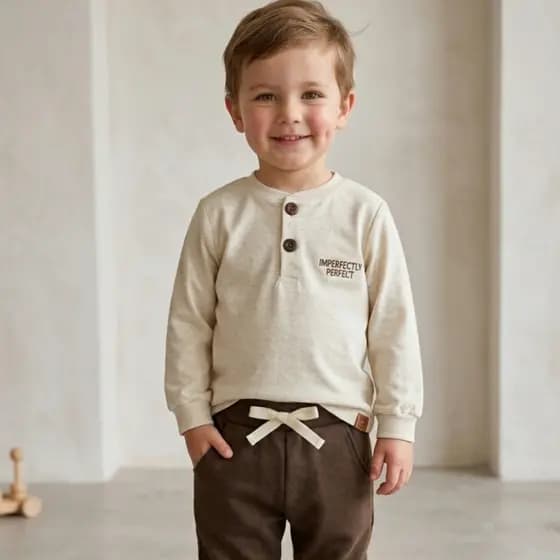 Conjunto Infantil Menino Blusa Linho Bordado Premium + Calça Moletom Felpado 2 peças inverno