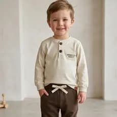 Conjunto Infantil Menino Blusa Linho Bordado Premium + Calça Moletom Felpado 2 peças inverno