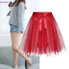 Liweikea Saia Feminina Cintura Plissada Malha Tutu Dace Tule Camadas