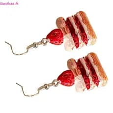 Liweikea Brincos Bolo Morango Para , Feitos À Mão , Divertidos , Joias Chiques
