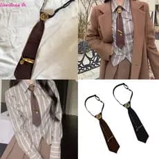 Liweikea Gravata Metal E Corrente Pré Amarrada , Uniforme Escolar Formal , Ajustável Para