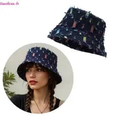 liweikeaa Wash Color Pescador Chapéu Feminino Balde Proteção Solar Dobrável Angustiado
