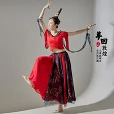 Dunhuang dança voadora exótica dança clássica elegante estilo chinês dunhuang desempenho traje Original 6.25
