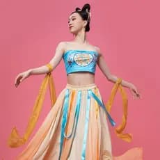 Dun Huangfei traje de dança clássica elegante estilo fada longo cachecol Han Tang traje estilo exótico curto estilingue