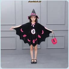 Fantasia infantil de Halloween, fantasia de bruxa, morcego, vampiro, vestido branco de neve, fantasia de abóbora