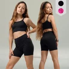 Conjunto Fitness Infantil Feminino Top Short Bermuda Academia Treino Menina Infantojuvenil