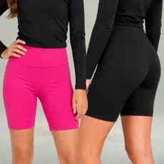Short Fitness Infantil Feminino Cintura Alta Zero Transparência Academia Treino Confortável