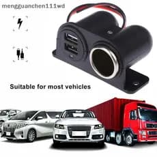 meng 12V/24V Tomada De Energia 2x Carregador USB Isqueiro Carro Plug Truck [COD]