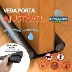 Protetor Veda Porta Rolinho Impermeável 80 cm PVC Ajustável Bloqueia Poeira Água Insetos