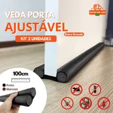 Kit 2 Unidades Veda Porta Protetor Ajustável Rolinho Impermeável 100cm PVC Poeira Água Insetos