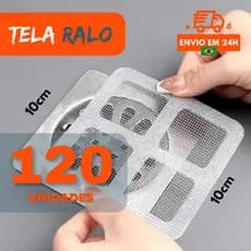 Kit até 120 Telas Protetoras de Ralo Adesiva 10x10cm - Filtro Descartável Anti Inseto e Pega Cabelo