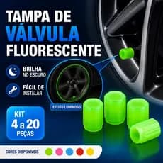 Kit Tampa Bico Pneu Válvula Fluorescente Birro Carro Moto Bike Schrader Universal