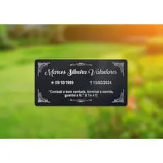 Lápide para Tumulo 30x15cm - Gravado a laser no metal para maior durabilidade
