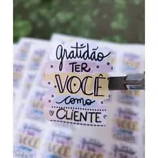 Kit 50 Adesivos Vinil Gratidão Ao Cliente Impermeável Lacre Para Embalagem E Mimos