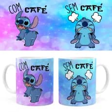 Caneca Stitch Com café sem café  Personalizada porcelana