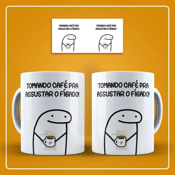 Caneca bentos tomando café para assustar o figado porcelana personalizada