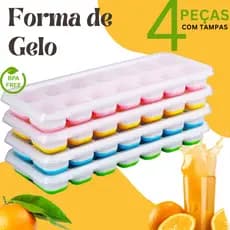 Kit 1, 2 ou 4 Formas de Gelo Cuba Fundo Silicone Tampa Flexível Cubos Picolé Forminha Geladeira Gelatina Sobremesa Drink