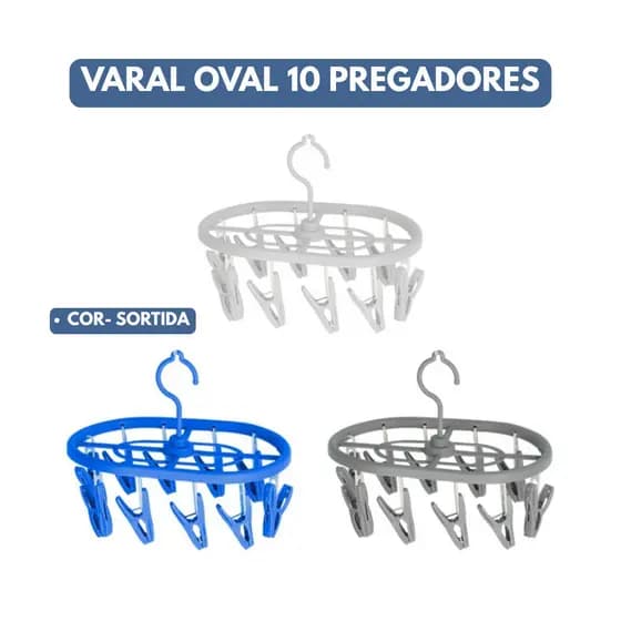 Varal Oval com 10 Prendedores para Meias e Roupas Íntimas