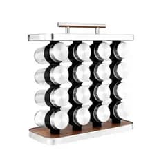 Porta Temperos 16 Potes de Vidro com Tampa Inox 80ml, Organizador Gourmet