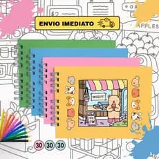 Caderno para colorir, animais fofinhos, 50 folhas com capa dura e folha protetora, premium