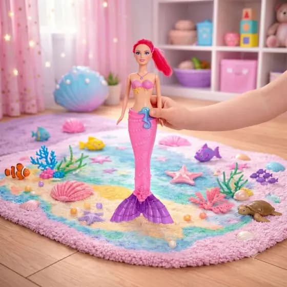 Boneca Princesa Sereia Infantil com Luz Som e Acessórios, Boneca Pequena,  Brinquedo para Meninas
