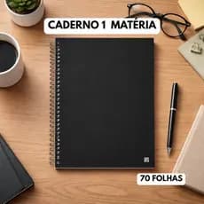 Caderno 1 Matéria 70 Folhas Espiral Capa Preta, Caderno sem imagem, Caderno Universitário