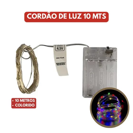 Fio de Fada LED 10 Metros Cordão de Luz Decorativo Colorido