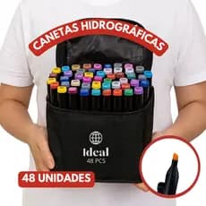 Kit 48 Canetinhas Hidrográficas Colorir Desenho Estojo Escolar