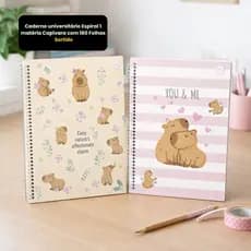 Caderno Universitário 10 Matérias 160 Folhas Espiral Capivara Sortido