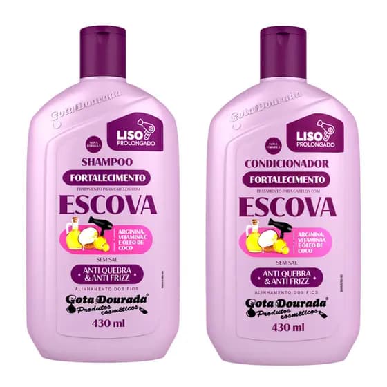 Shampoo e Condicionador Escova  Gota Dourada - Embalagem Econômica de 430ml cada