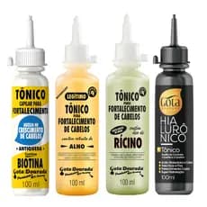 Kit Tônicos Capilares Gota Dourada  - Tradicional, Hialurônico e Biotina e Rícino