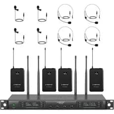 Sistema de microfone sem fio Phenyx Pro PTU-7000-4B conjunto de quatro canais com 4 bodypacks