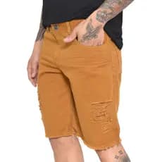 Bermuda Jeans Masculina Destroyed Rasgada Masculina Verão 2024