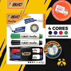 Apagador e pincel para quadro branco com 4 cores Bic Kit