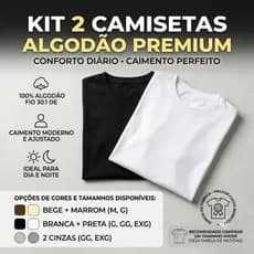 Kit 2 Camisetas Lisa 100% Algodão Unisex Diversas Cores Confortável Premium Ajuste Caimento