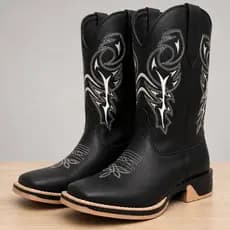 Bota Texana Masculina Country Bico Quadrado Couro Sola Jump Delegada