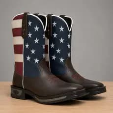 Bota Texana USA Masculina Country Couro Legítimo Premium Bandeira Estados Unidos Solado Costurado