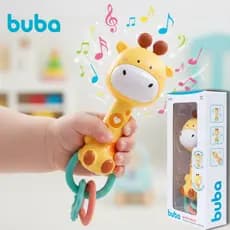 Brinquedo Girafa Musical Buba – Mordedor com Luz, Som e Texturas para Bebê