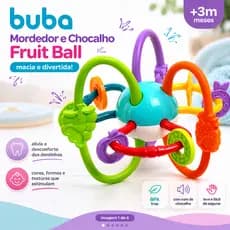 Mordedor e Chocalho Fruit Ball Brinquedo Educativo Buba Para Bebês