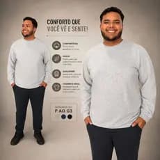 Blusa De Moletom Fechada Lisa Sem Bolso Sem Capuz Peluciada Básico Meia Estação Unissex P ao GG