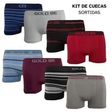 Kit com 5 E 10 Cuecas Boxer Masculinas Gold Be – Microfibra Sem Costura Premium