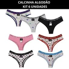 Kit Calcinhas Tanga Algodão Conforto Tanga Básica Cotton Cós Largo Feminina Dia das Mães