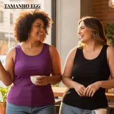 Kit 2 Camiseta Regata Feminina Casual Básica Plus Size Tamanho Grande Ribana Canelada Listrada Lisa