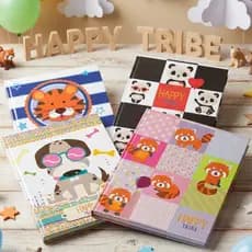 Kit 3 Cadernos Escolar Brochurão Costurado Pautado Capa Dura Grande Happy Tribe 96 Folhas Máxima