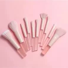 Kit 10 Peças mini Pincéis de Maquiagem para Viagem COR ROSA