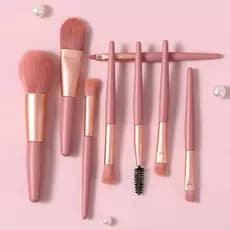 Kit 8 Pincéis Com Estojo lindo Maquiagem Pra Base Blush E sombra