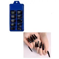 KIT 100 Unhas Longo Postiça estillo Bailarina cor Preto