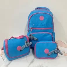 Bolsa Mochila Feminina Kit Estojo Box e Lancheira Escolar Grande Impermeável Reforçada Escolar