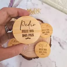 Kit Chaveiro Imã de Garrafa Personalizado Bambu Lembrancinha